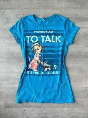 Alstyle Vintage Retro Y2K Blue Graphic Tee